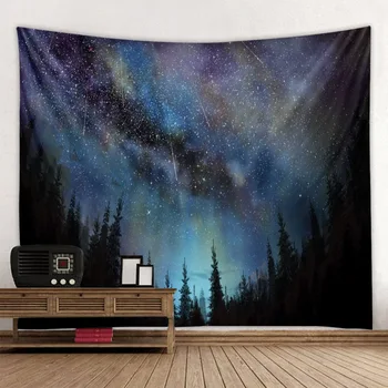 Гобелен с изображением таинственного леса, висящий на стене, гобелен с мандалой, Звездное небо, гобелен из полиэстера для украшения домашней комнаты Изображение