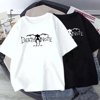 Горячая футболка из японского аниме Death Note, мужская Кавайная Летняя футболка Унисекс, Футболка с мультяшным рисунком, Манга, модная футболка в стиле хип-хоп, топ для мужчин Изображение