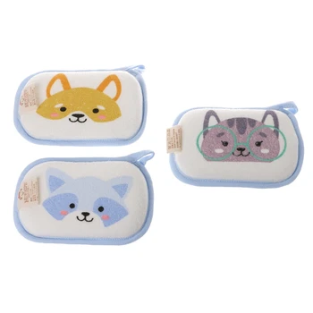 Губка для душа для младенцев, хлопковое средство для мытья тела для мальчиков и девочек, милая Собачка / Рисунок кошки Изображение