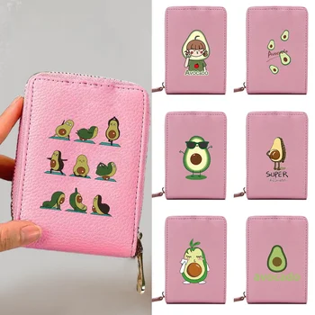 Держатель для кредитной ID-карты, Тонкий кожаный кошелек с карманом для монет, женская сумка для денег с пряжкой в виде башни, модный деловой кошелек в виде авокадо в футляре Изображение