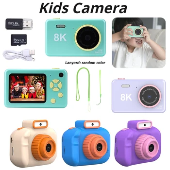 Детская камера, цифровая камера, развивающие игрушки, HD-экран, двойная камера 1080P, USB-зарядка со шнурком, подарок для начинающих малышей Изображение