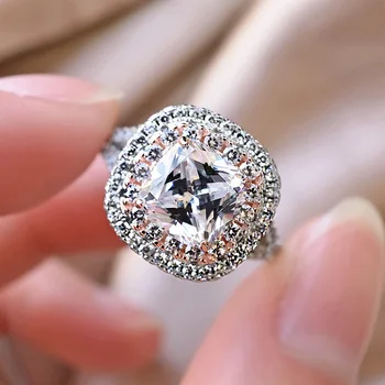 Европейское и американское кольцо со сверкающим цирконом, женское кольцо с бриллиантом, женская индивидуальность, кольцо ins tidal tail, ювелирные изделия, серебро S925 Изображение