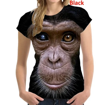 Женская новая футболка с 3D гориллой и забавной обезьяной, повседневная футболка с короткими рукавами Cool Animal Изображение