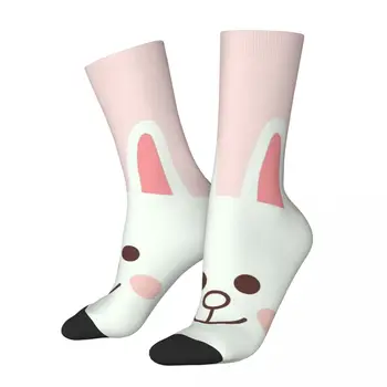 Забавный сумасшедший носок для мужчин с кроличьей мордочкой в стиле хип-хоп, винтажный, с бесшовным рисунком, с принтом для мальчиков, новый подарок для экипажа Изображение