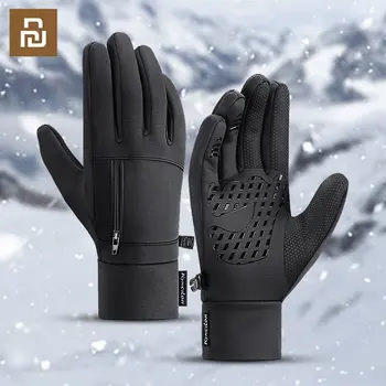 Зимние велосипедные перчатки Youpin, велосипедные теплые перчатки с сенсорным экраном, Водонепроницаемые перчатки для езды на велосипеде, лыжах, мотоцикле Изображение