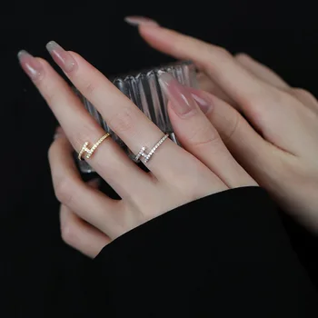 Изысканное кольцо с буквой из кубического циркона для женщин, минималистичные кольца для пальцев с регулируемым цветом, индивидуальные Модные украшения Изображение