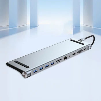 Интеллектуальный USB3.0 разветвитель 11 в 1, мини-разветвитель с питанием, HDMI-совместимая скорость передачи 5,0 Гбит/с для смартфонов Изображение