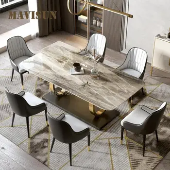 Классическая комбинация обеденного стола и стула для 4-6 человек, дизайн дома, Модная Популярная мебель для дома, Маленькая квартира Изображение