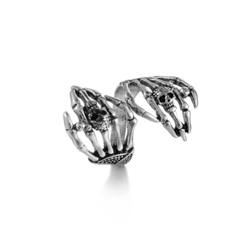Кольца с черепом для мужчин и женщин, Винтажное Готическое кольцо, Регулируемое кольцо для рук с черепом в стиле панк, 40 ГБ Изображение