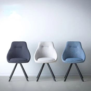 Компьютерный Эргономичный стул скандинавского дизайна, металлическая перекладина, кухонный стул для столовой, Современный офисный шезлонг, мебель для гостиной Изображение