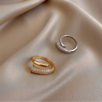 Креативные Необычные Открытые кольца с цирконием для женщин, новые модные Корейские украшения для пальцев, Роскошное свадебное Женское изысканное кольцо для вечеринки Изображение