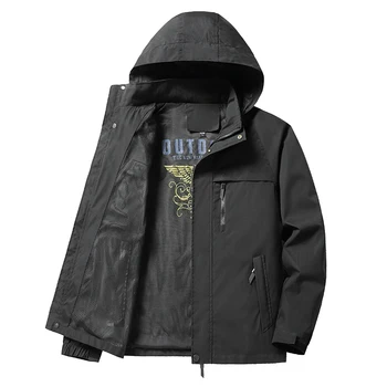 Куртки-карго для мужчин, легкие толстовки, Водонепроницаемая Ветрозащитная куртка на молнии, спортивная куртка-бомбер на открытом воздухе, ветровка размера Оверсайз 7XL 8XL Изображение