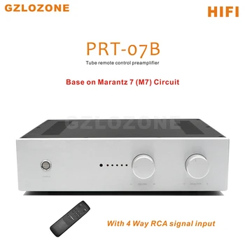 Ламповый предусилитель с дистанционным управлением HIFI PRT-07B с 4-полосным входом сигнала RCA на базе схемы Marantz 7 (M7) Изображение