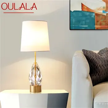Латунная настольная лампа OULALA, современное креативное настольное освещение, Хрустальное Светодиодное украшение для дома Изображение