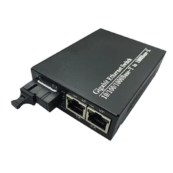 Медиаконвертер с 1 портом SC-волокна 1000 М + 2 порта RJ45 Gigabit Ethernet Изображение