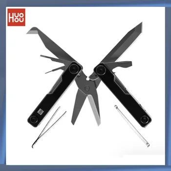 Мини-многофункциональный нож HUOHOU, портативный инструмент для улицы, Складной нож для кемпинга, инструменты для выживания в дикой природе, металлическая отвертка Изображение