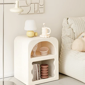 Минималистичная Прикроватная тумбочка для спальни, кофейные тумбочки, Белая прикроватная тумбочка для чая в гостиной, Тумбочки, Полки для столовой мебели Изображение