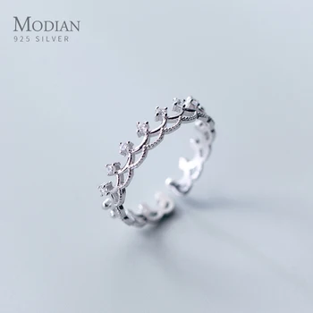 Модианская Корона специального дизайна Clear CZ Модные кольца для пальцев из стерлингового серебра 925 пробы для женщин, очаровательные изысканные ювелирные изделия из стерлингового Серебра Изображение