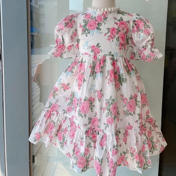 Модное платье для маленьких девочек, платье с цветочным узором для крещения, праздничное платье для новорожденных девочек на день рождения, платья-пачки для маленьких детей, милое свадебное платье Изображение