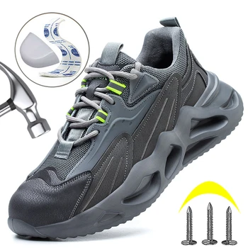 Мужская защитная обувь Легкая рабочая обувь с электрической изоляцией, противоударные Ботинки, защитные ботинки, модные кроссовки Изображение