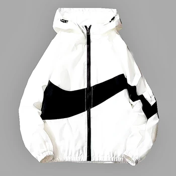 Мужская модная спортивная куртка на открытом воздухе 2023, новая куртка в стиле хип-хоп в стиле харадзюку со стоячим воротником для мужчин и женщин, уличная куртка с капюшоном Изображение