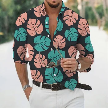 Мужская рубашка с принтом в виде бабочки и лимона, темно-синяя уличная одежда с длинным рукавом и пуговицами, модный дизайн, повседневная мягкая Изображение