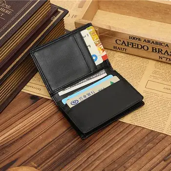 Мужской кошелек из искусственной кожи, двойной держатель для кредитных карт, мини-кошелек Изображение