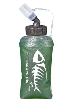 Мягкая Фляжка, Складывающаяся Бутылка для воды объемом 450 мл, портативная, не содержащая TPU BPA, спортивная сумка для кемпинга, сумка для гидратации мочевого пузыря, Поясная сумка Изображение