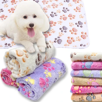 Мягкое и пушистое Легкое тонкое одеяло для домашних животных, коврик для кровати для собак с милым мультяшным рисунком, теплое и удобное одеяло для кошек, товары для домашних животных Изображение