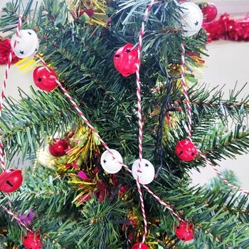 Набор рождественских колокольчиков, красно-белый набор колокольчиков для Рождественской елки, подвесной колокольчик, декор для домашнего сада, венок, колокольчик Изображение