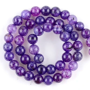 Натуральный камень Фиолетовые вены дракона, агаты, бусины для изготовления ювелирных изделий, круглые свободные бусины, аксессуары для поделок, 6-10 мм, 15 дюймов Изображение
