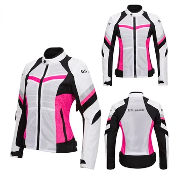 Новые женские костюмы для езды на мотоцикле, сетчатые дышащие гоночные костюмы летом, теплая мотоциклетная одежда для бега, гоночная куртка Изображение