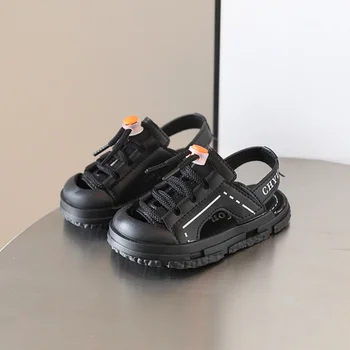 Новые модные летние детские сандалии для мальчиков с защитой пальцев ног, пляжная обувь для мальчиков, спортивные сандалии для девочек, мягкая подошва, обувь для малышей, Sandalias ZR Изображение