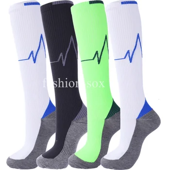 Носки для бега, Компрессионные чулки 20-30 мм рт. ст., мужские Женские спортивные носки для марафона, велоспорта, футбола, Варикозного расширения вен Изображение