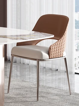 Обеденные стулья в итальянском стиле, легкая роскошь для домашнего использования, современная простота и минимализм, новая модель Nordic 2023 г. Изображение