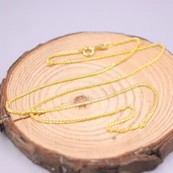 Ожерелье из настоящего серебра 925 пробы, цепочка из пшеничных звеньев 1,2 мм, 15,7-дюймовое покрытие из желтого золота Изображение