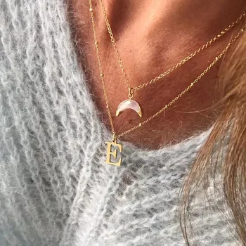 Ожерелье с подвеской в виде буквы A-Z для женщин, цепочка с буквами алфавита из нержавеющей стали, колье из бисера, ювелирный подарок, Бесплатная доставка 2023 г. Изображение