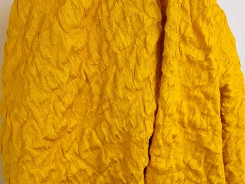 Оранжевая жаккардовая ткань с тиснением в виде морщин и цветов, пузырчатая ткань шириной 148 см - продается по счетчику Изображение