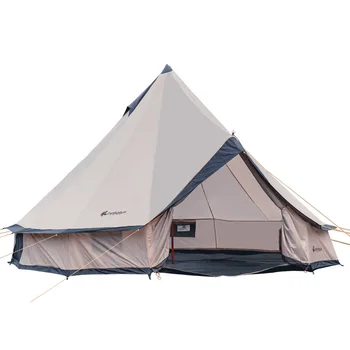 Открытый Кемпинг Юрта Палатка На Ночь Солнцезащитный Непромокаемый Большой Пирамидальный Индийский Шатер 210D Водонепроницаемый Клетчатый Вигвам Палатка Four Seasons Изображение