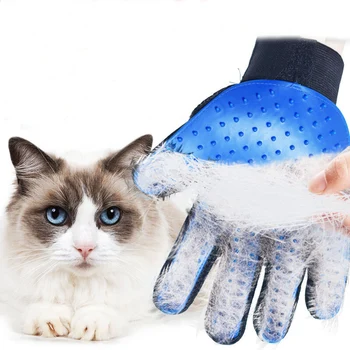 Перчатки для купания домашних животных, удаляющие грязь, массажные пальцы, силиконовые перчатки, кошки, собаки, чистящие средства, перчатки для массажа домашних животных, уход за шерстью. Изображение