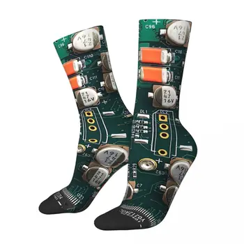 Печатная плата Happy Men's Socks Retro Harajuku Coding Geek Developer CPU Hip Hop Novelty Crew Crazy Sock Подарочный узор с принтом Изображение