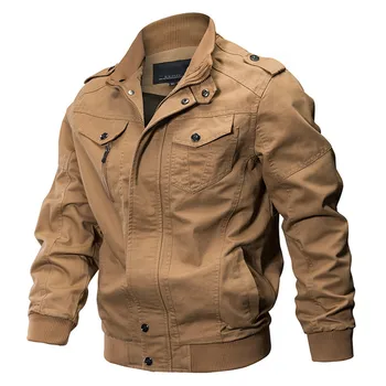 Плюс размер Военная куртка-бомбер Мужская Весна Осень Повседневные куртки пилотов с несколькими карманами Мужские армейские грузовые мужские куртки M-6XL Изображение
