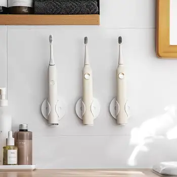 Подставка для зубной щетки, нижнее сливное отверстие, компактный настенный электрический органайзер для ванной комнаты без перфоратора Изображение