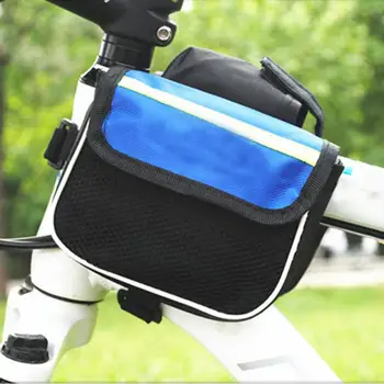 Полезная велосипедная сумка, простая установка, хранение, Высокопрочная сумка для передней балки горного велосипеда 3 в 1 MTB Изображение