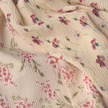 Полуметровая Розово-фиолетовая складка в виде маленького цветка, Шифоновая ткань, Корейская И Японская Рубашка, Летнее платье, Длинная юбка, Солнцезащитный шарф 1124 Изображение