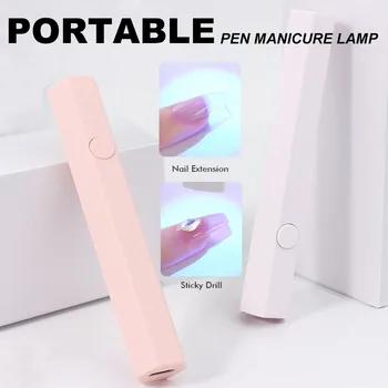Портативная Мини УФ светодиодная лампа для ногтей USB Профессиональная сушилка для ногтей Мини Фонарик Ручка для отверждения всех гелей Сушилка для ногтей Инструмент для маникюра Изображение