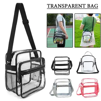 Портативная прозрачная сумка через плечо, сумка-тоут, сумка-ранец для женщин, женская сумка для хранения из ПВХ, сумочка Изображение