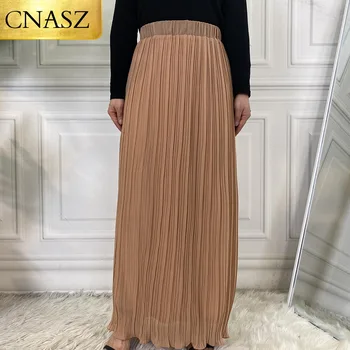 Последняя мода 2021 года, однотонная юбка-карандаш в складку, мусульманские женщины, шифоновая плиссированная юбка цвета хаки, исламская юбка Ближнего Востока, Дубай, Турция Изображение