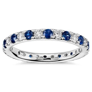 Простое стильное кольцо на палец Huitan для женщин, синий / Кубический цирконий, Модные женские аксессуары по контракту, Универсальные ювелирные изделия Изображение