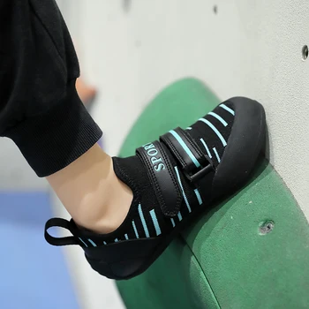 Профессиональная детская обувь для скалолазания, молодежная дышащая обувь для тренировок по скалолазанию, защищающая пальцы ног нескользящей резиной30-39 Изображение